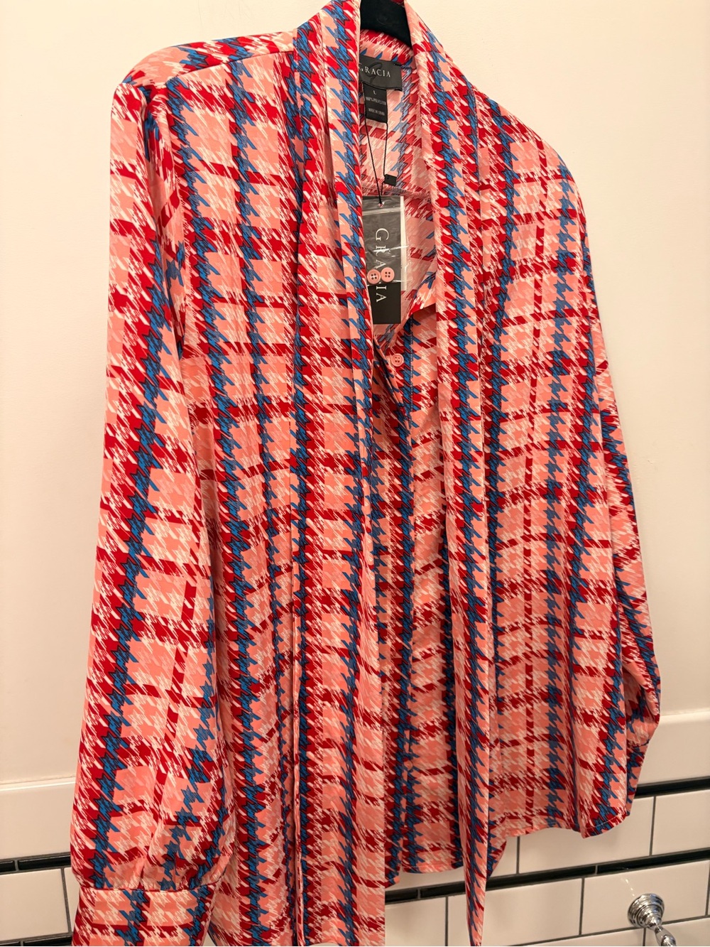 Pink & Red Plaid Women's Blouse